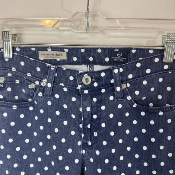 AG Adriano Goldschmied | the Stevie Ankle | Slim Straight leg Jeans | Navy Polka - Picture 3 of 10